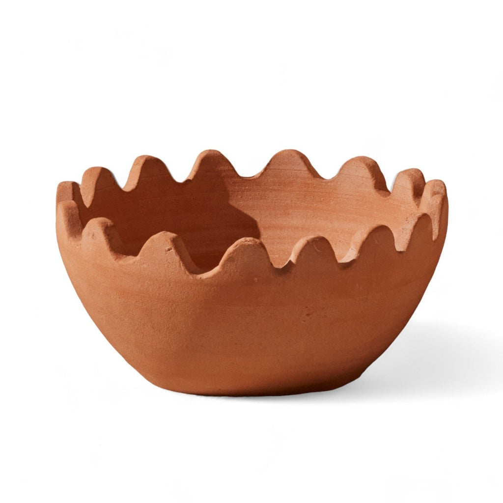 Ena Terracotta Bowl | Wavy Lines | 13" x 6" | Handcrafted | Sabana Grande Honduras | Meso Goods | Powered by People