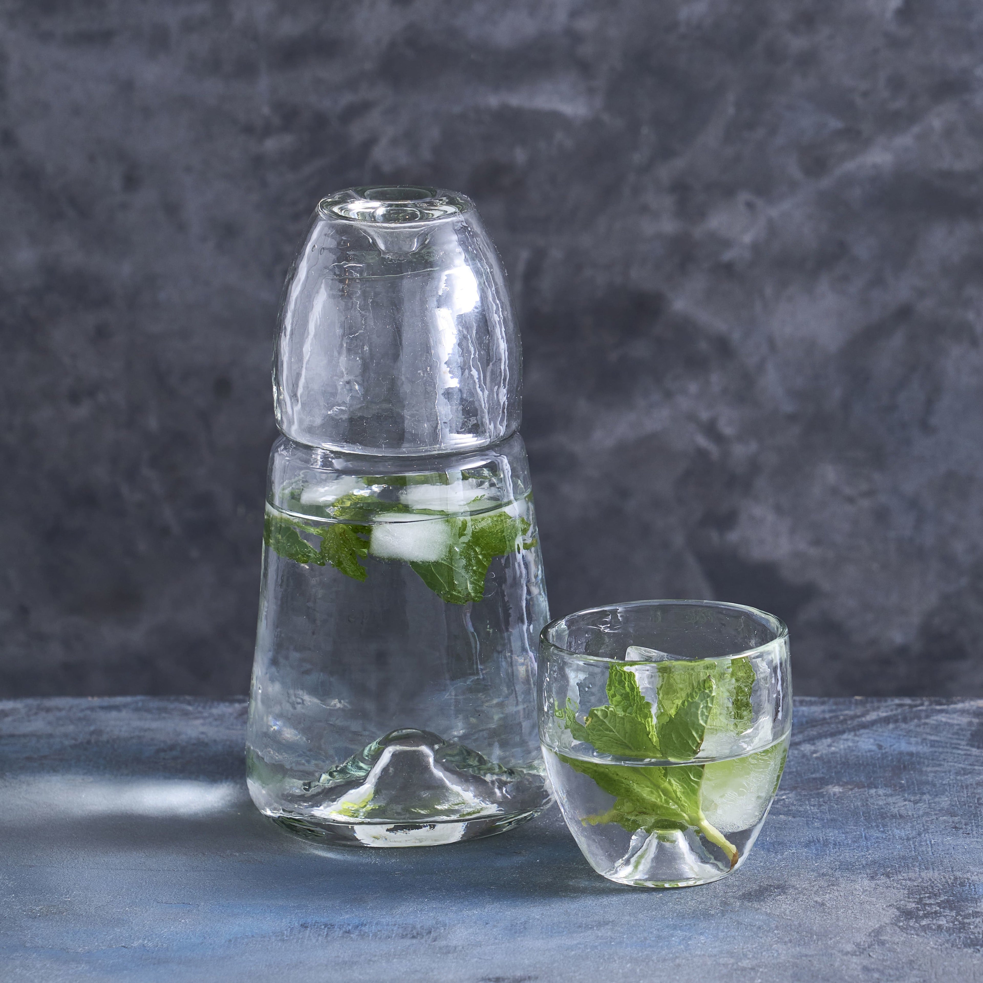 Pebbled Bedside Carafe Set | Recycled Glass | Dimpled Vessel | Glass Lid | Powered by People