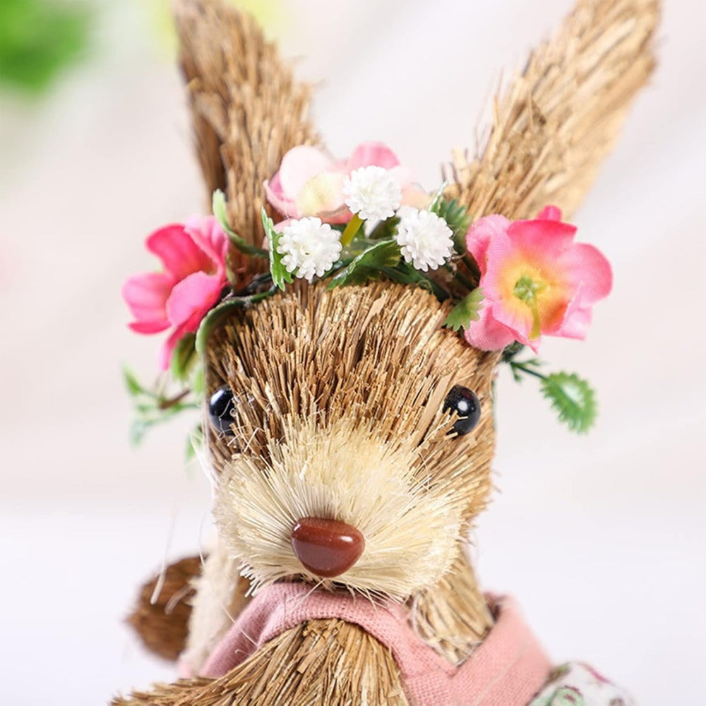 Funny Sisal Easter Bunny Spring Home Decor Statue