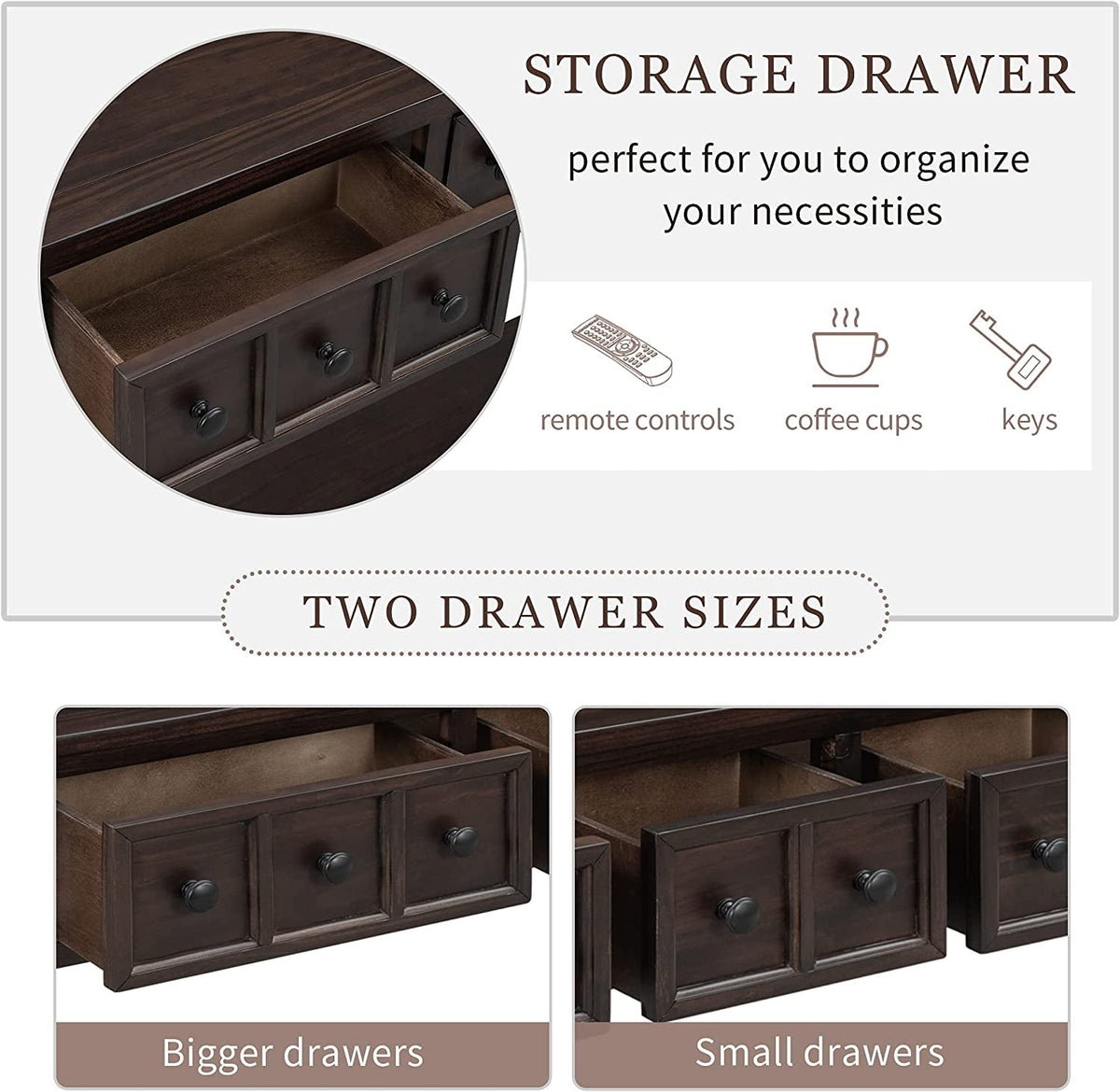 Rustic 60 Inch Console Table With Drawers And Shelf