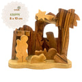 Handmade Olive Wood Nativity with Holy Family, 8 cm