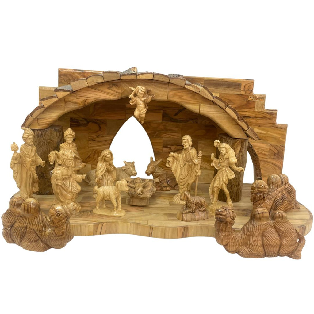 Handcrafted Olive Wood Nativity Set with Detailed Figures
