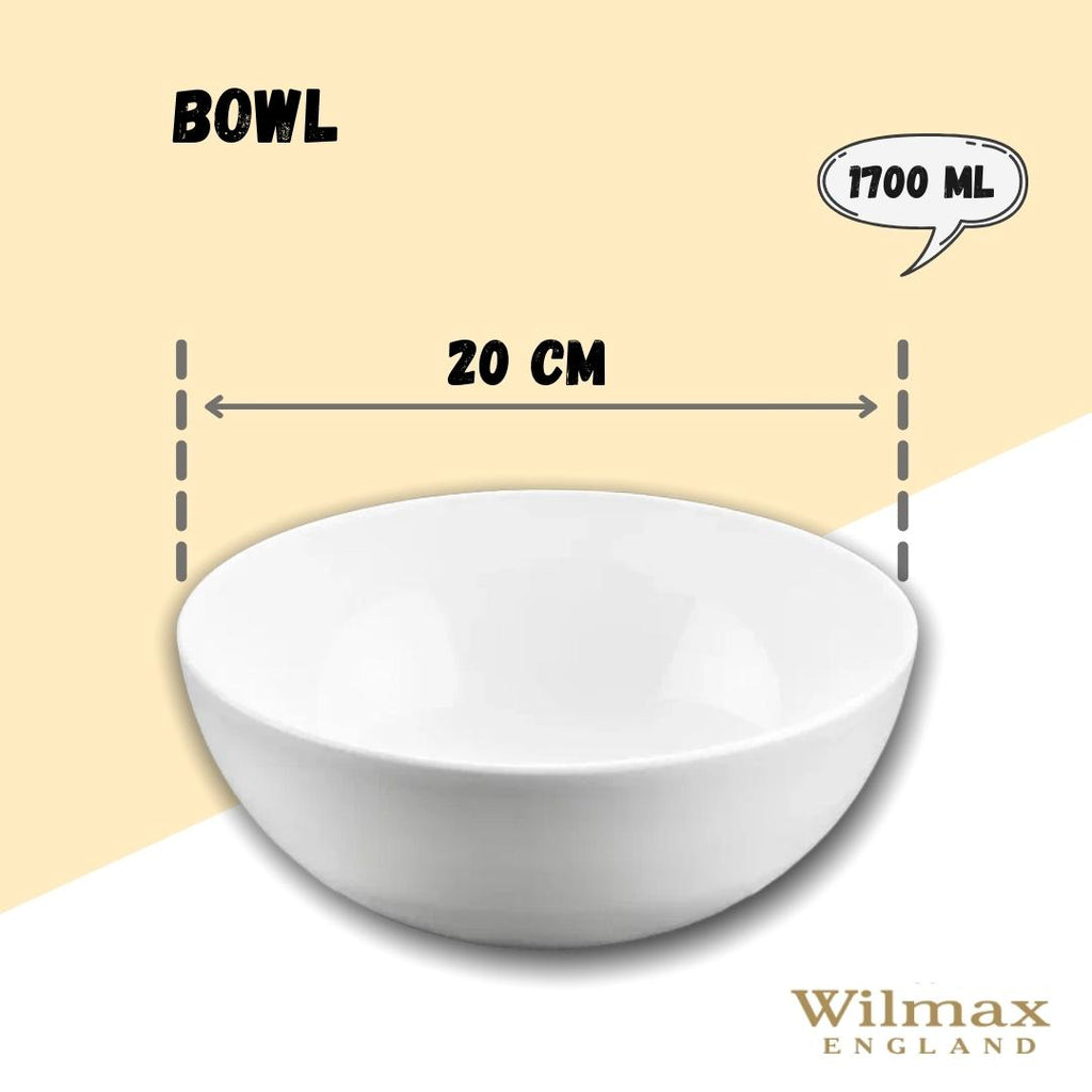 White Fine Porcelain Bowl | 8" | 57 oz | Sold Individually | Soup, Pasta & Salad | Made in England | Wilmax
