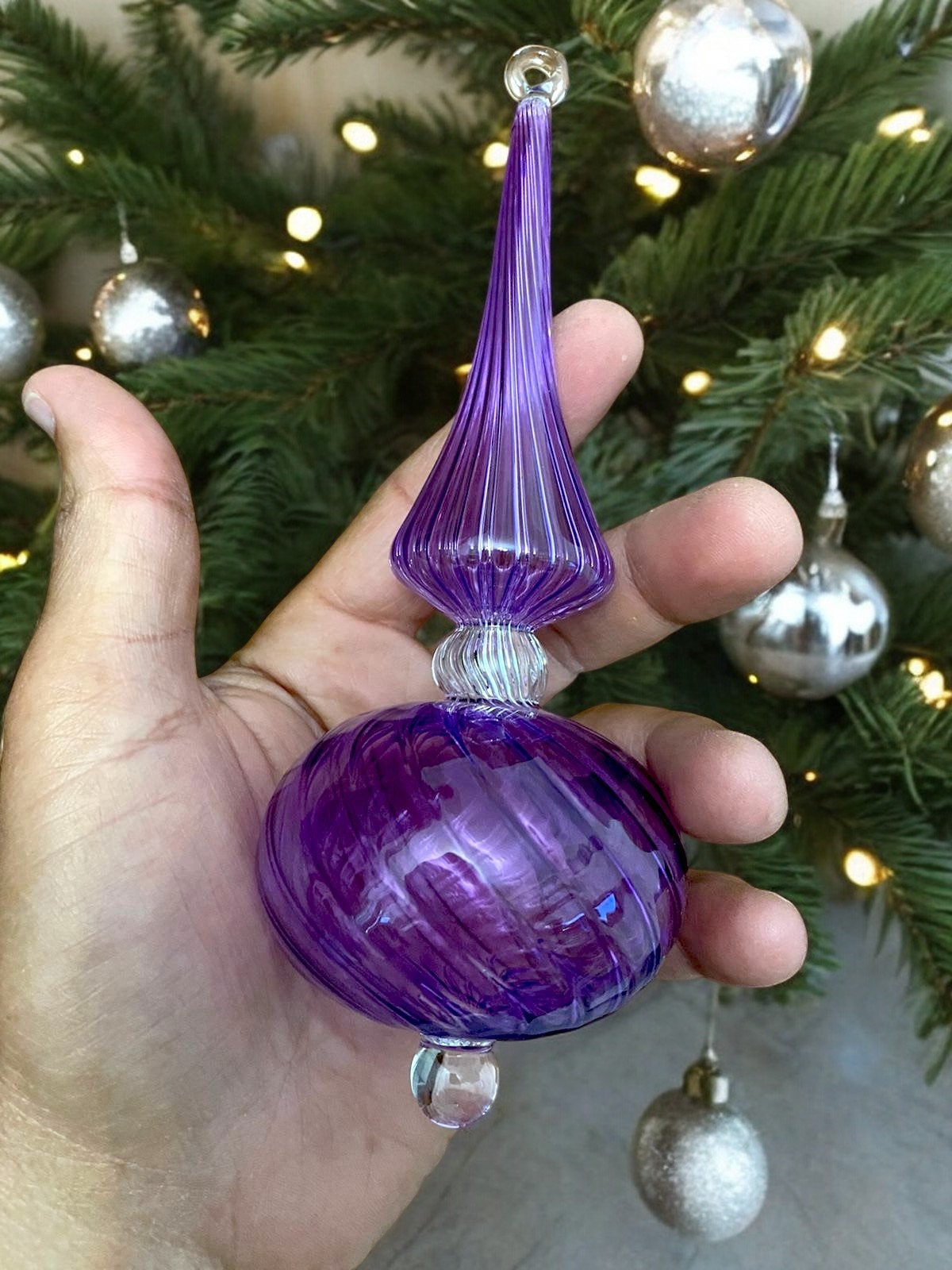 Stunning Purple Christmas Ornaments - Handcrafted Tree Decor - Festive