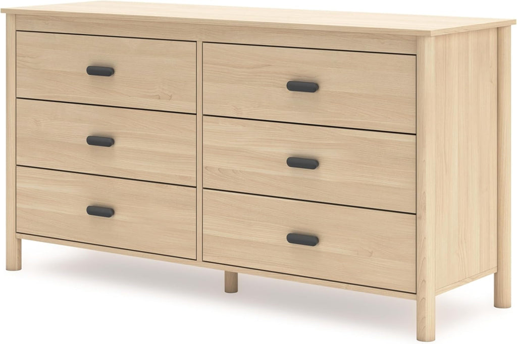 Light Brown Six Drawer Dresser For Bedroom Storage