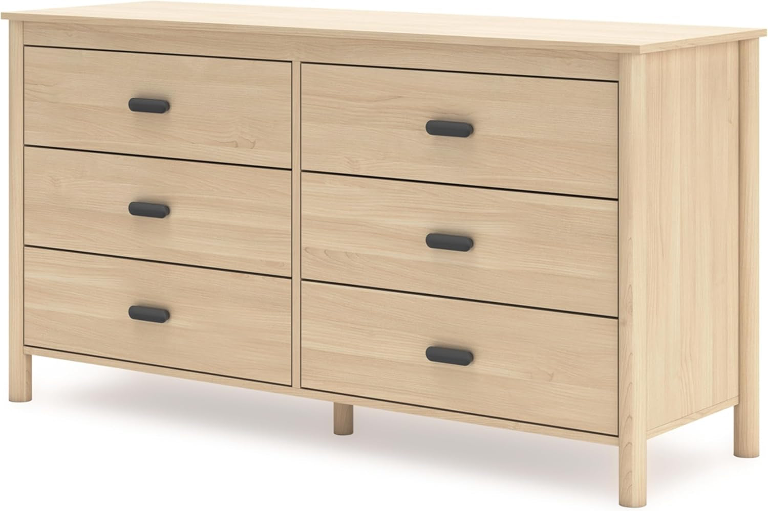 Light Brown Six Drawer Dresser For Bedroom Storage