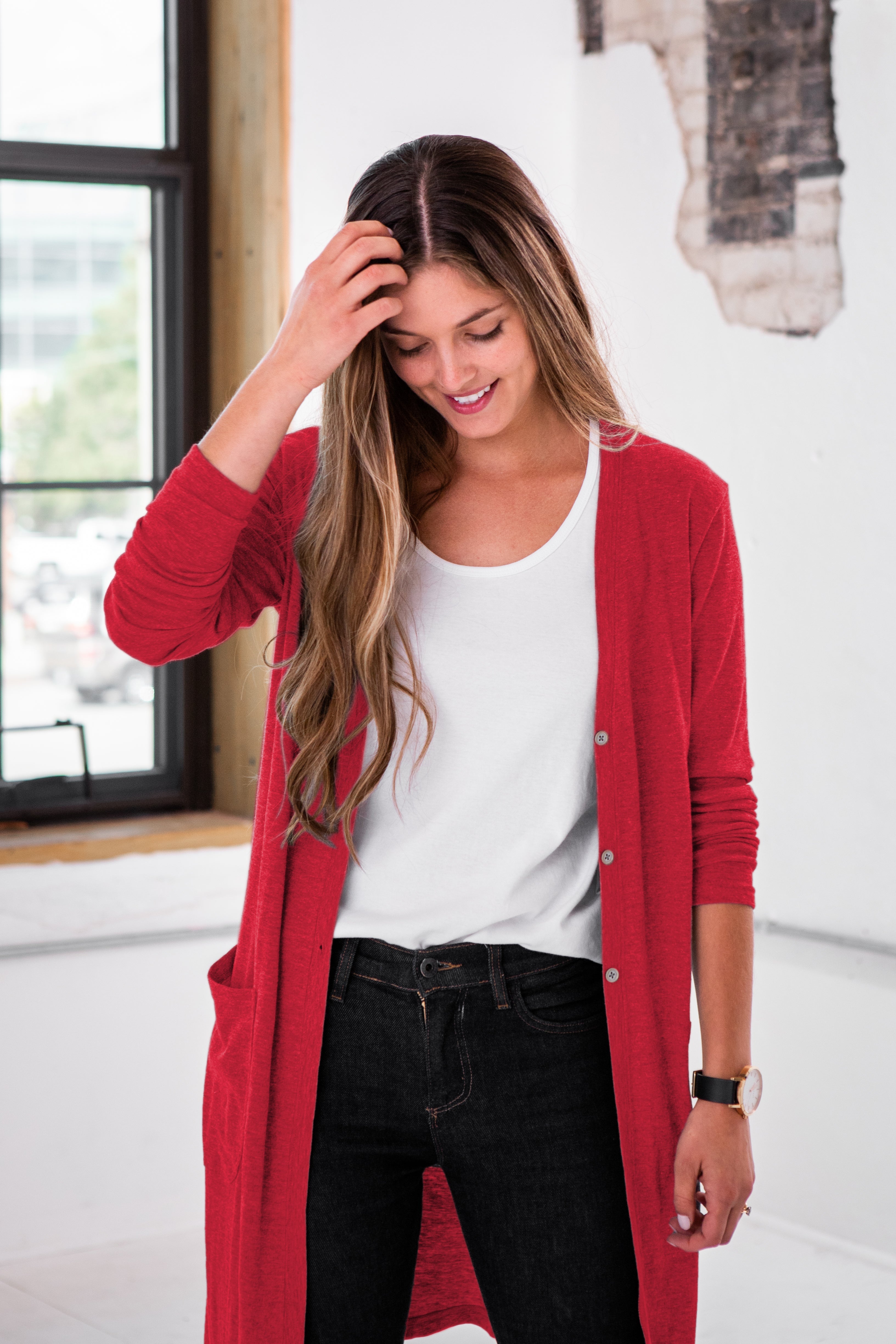 Ladies Eco-Triblend Rib Cardigan | Recycled Fabric | Made in Haiti | Fair Wage | 10 Colors | SM–2X | GOEX Apparel
