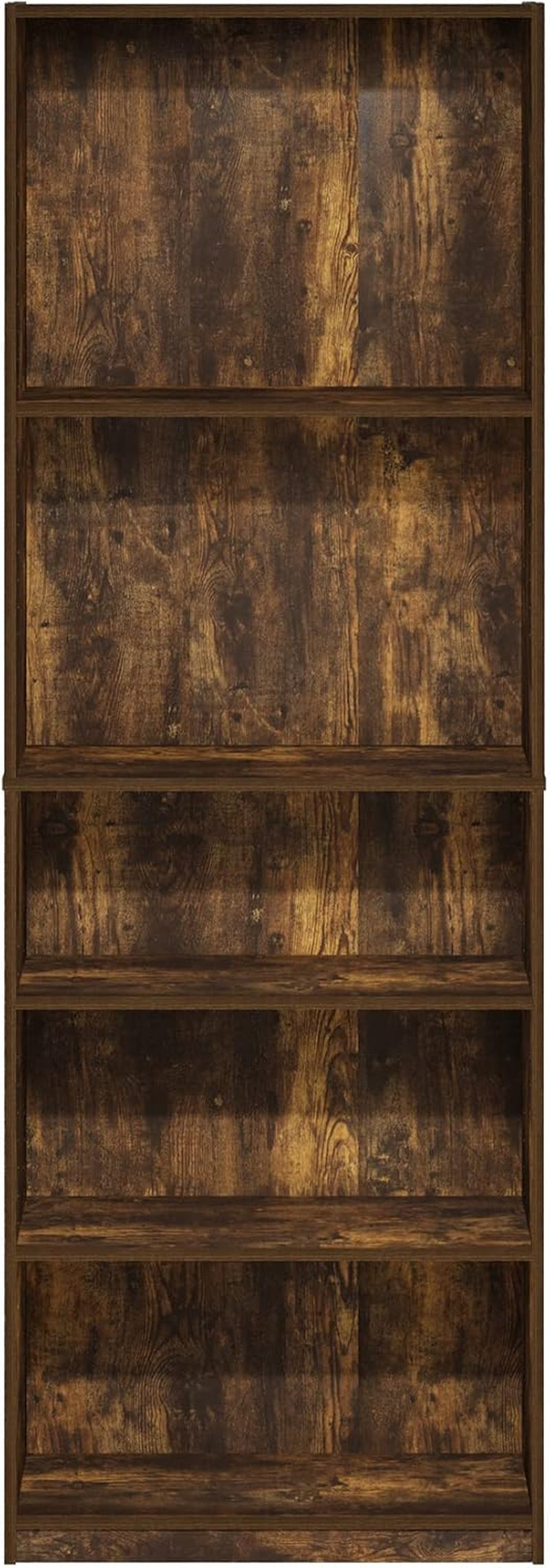 Adjustable 5 Tier Amber Pine Bookcase Living Room Storage