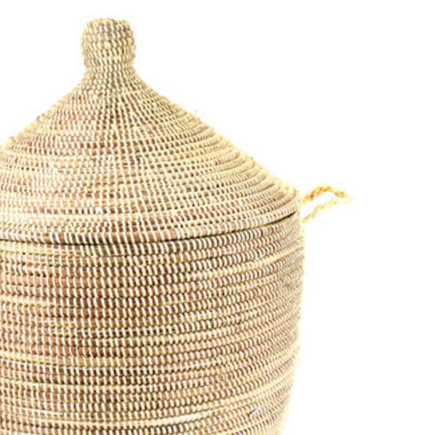 Dou Lid Storage Basket | Senegal | Woven by Wolof Women | Millet Grass | 23" x 18" | Natural | Mbare | Powered by People