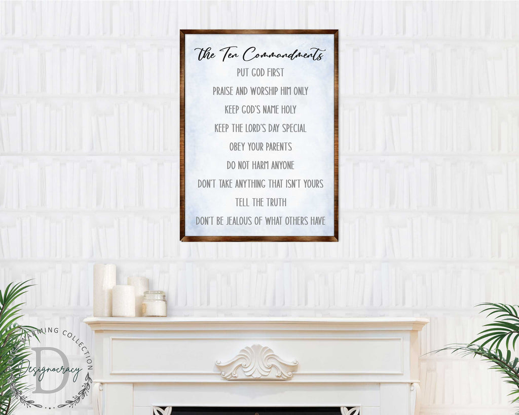 The Ten Commandments - Wooden Religious wall art - living room wall decor Christian wall art - Scripture sign - Bible Verse - Bible quotes - 310344