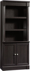 Palladia Library With Doors Bookcase Wind Oak 29 Inch Wide