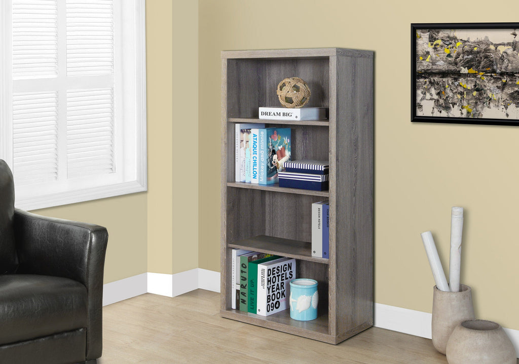 47.5inches Dark Taupe Particle Board and MDF Bookshelf with Adjustable