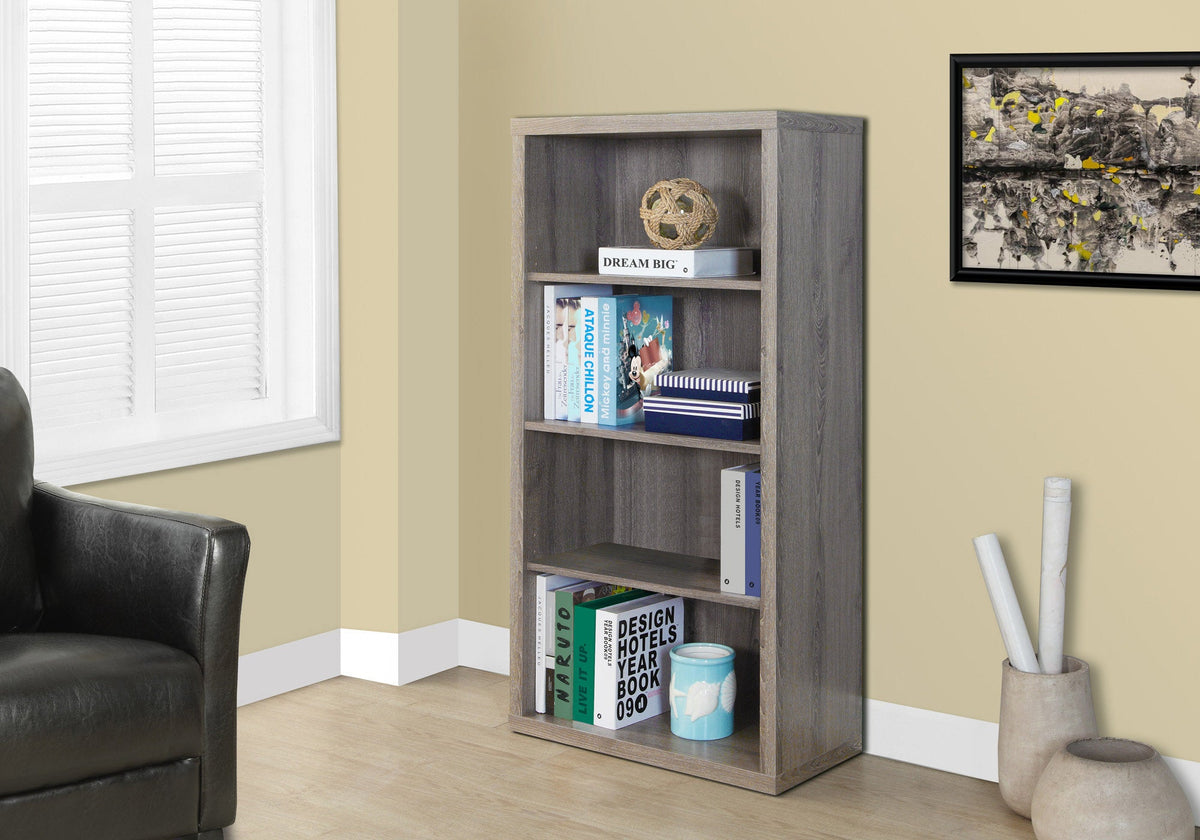 47.5inches Dark Taupe Particle Board and MDF Bookshelf with Adjustable