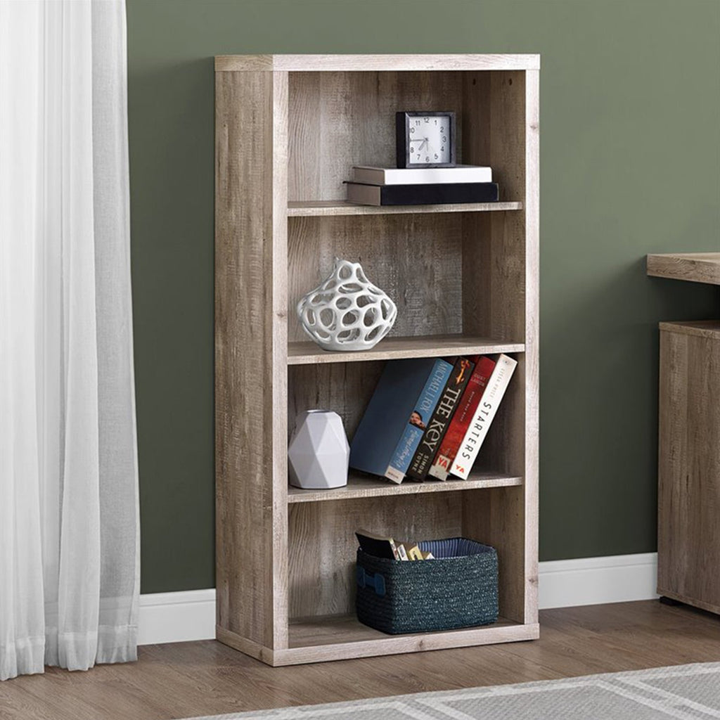 47.5inches Dark Taupe Particle Board and MDF Bookshelf with Adjustable