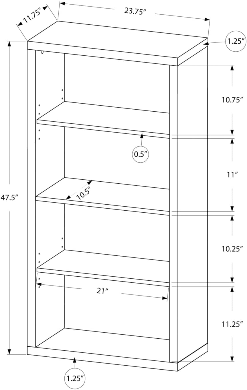 Black Bookcase With Adjustable Shelves For Home Office