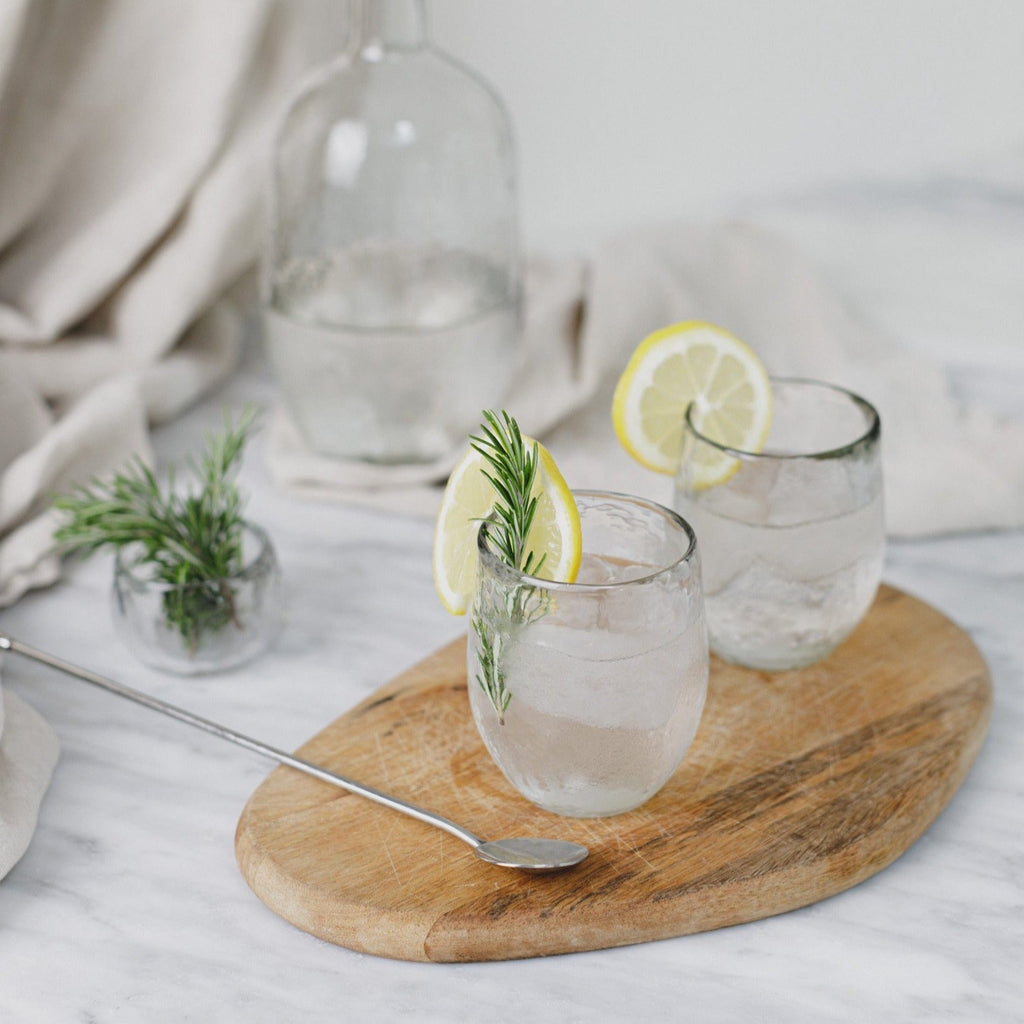 Pebbled Spirits Glasses Set of 4 | Hand-Blown | Hammered Clear Glass | 7 oz | Powered by People