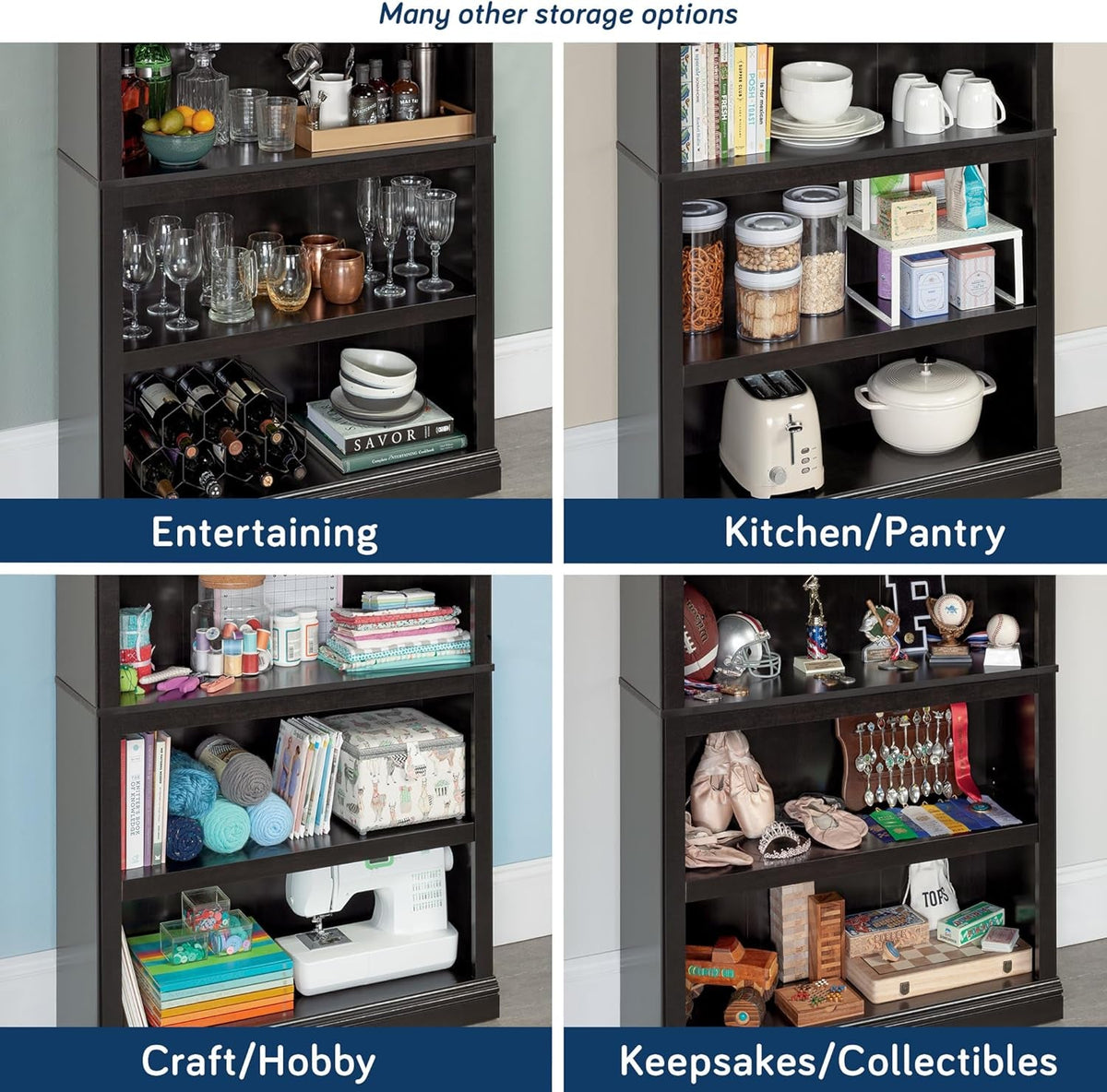Estate Black 5 Shelf Bookcase 35.28 x 13.23 x 69.76 Inches