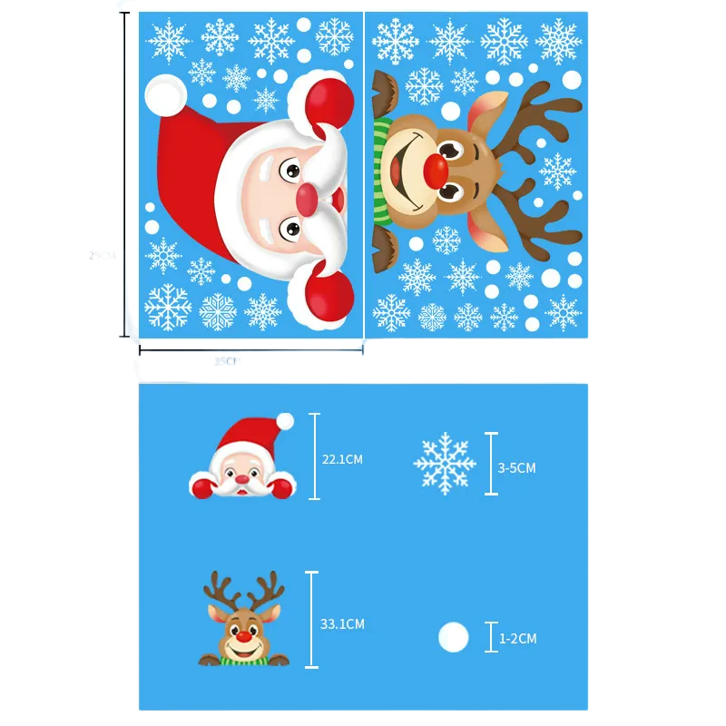 Joyful Christmas Glass Stickers: Festive Home Decor Ornaments