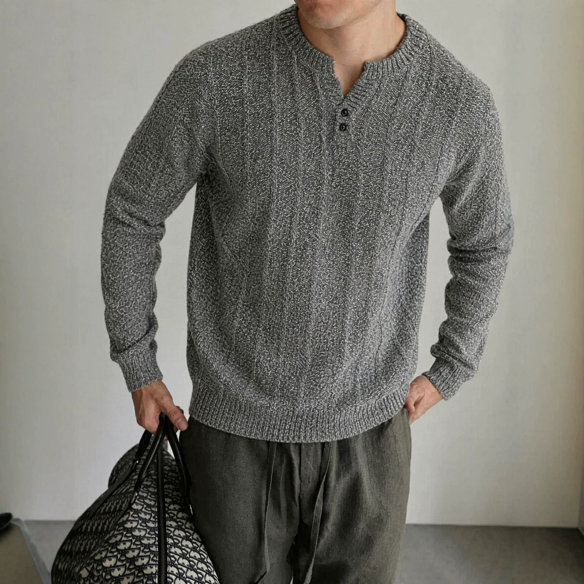 V-neck loose long sleeved sweater