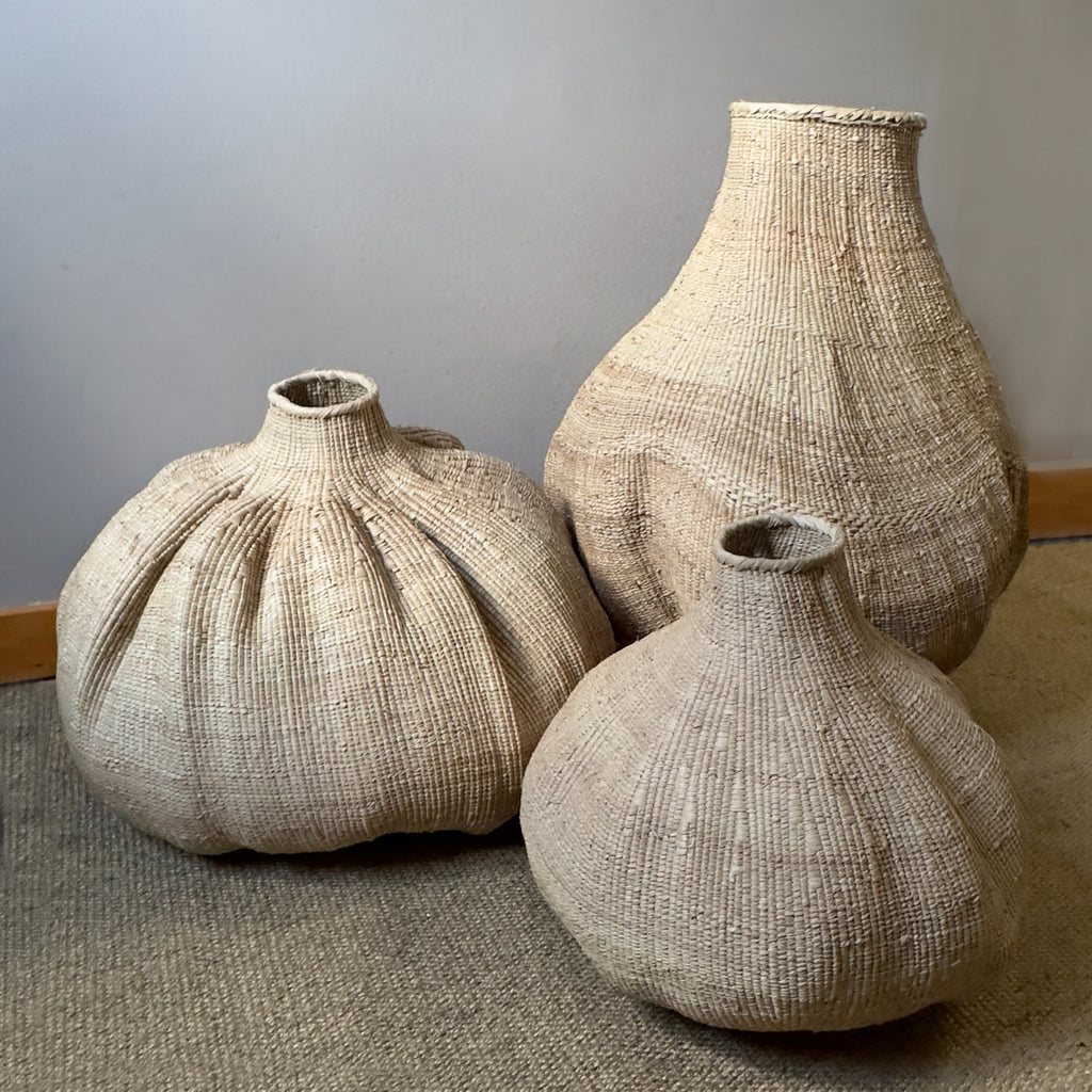 Garlic Tonga Sculptural Basket | Handwoven Ilala Palm | Ndebele Tribe | Zimbabwe | Mbare | 5 Sizes