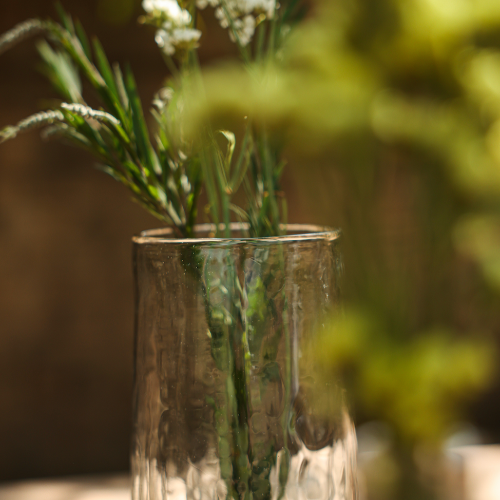 Pebbled Tall Glass Vase – Handmade