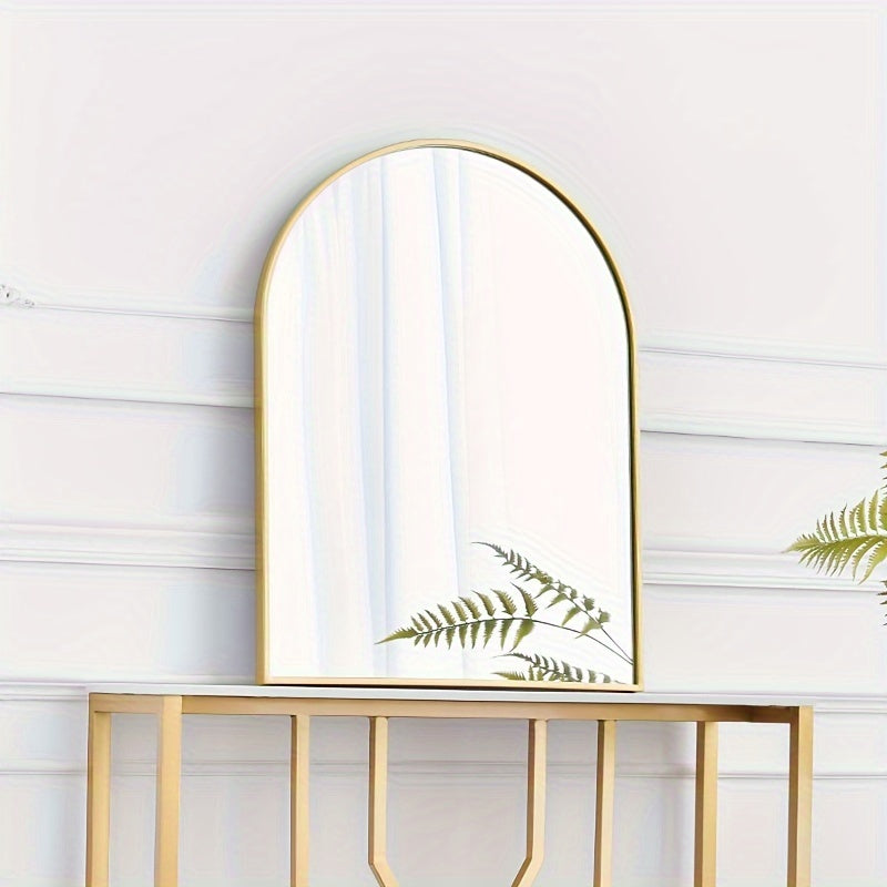 Arched Wall Mirror with Gold Aluminum Frame