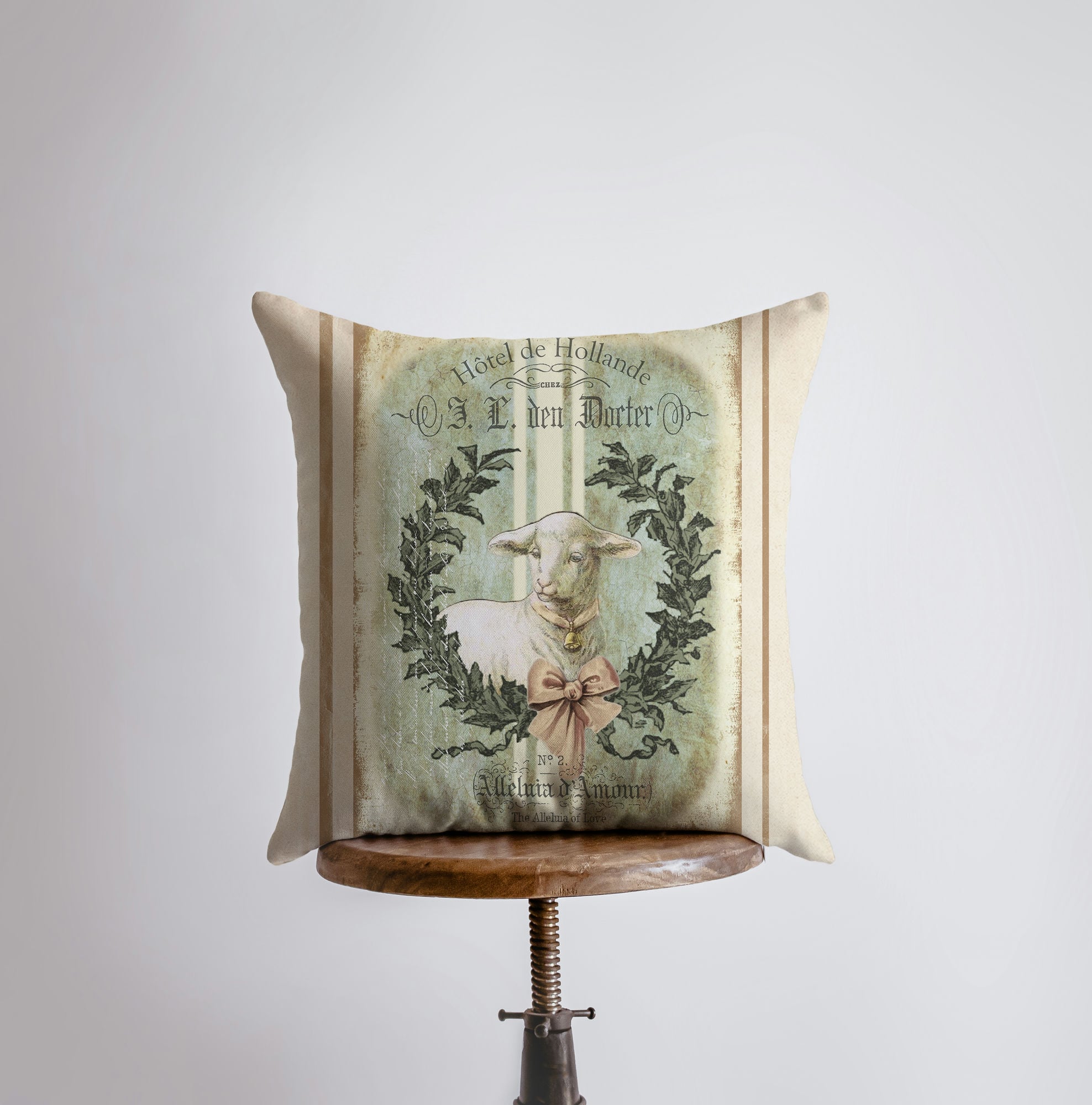 Vintage Lamb Pillow Cover — Handmade Farmhouse Decor
