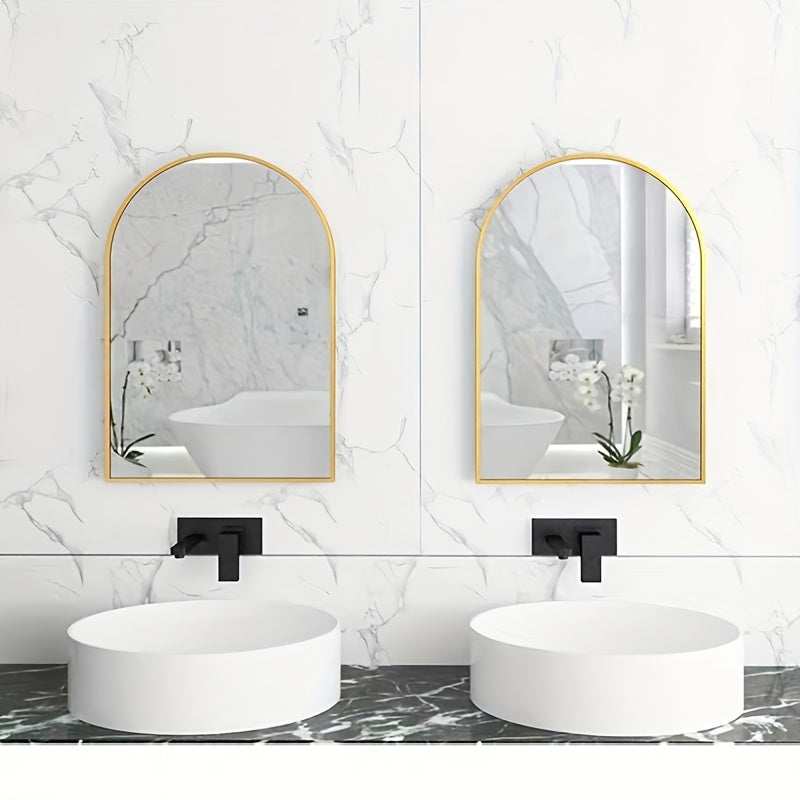 Arched Wall Mirror with Gold Aluminum Frame