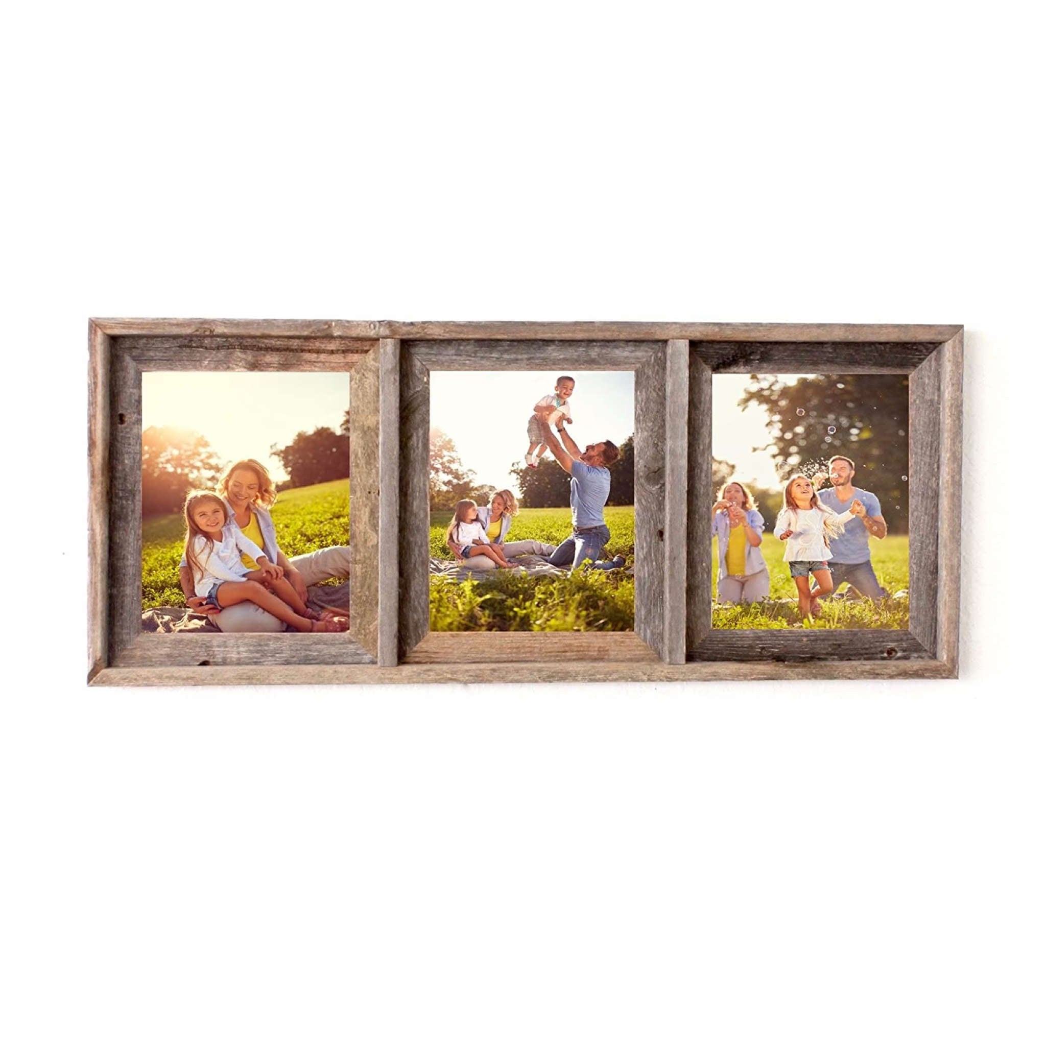 3-Opening 8x10 Rustic Weathered Grey Collage Frame