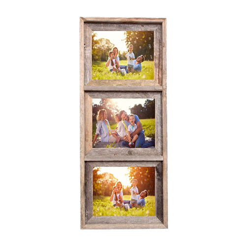 3-Opening 8x10 Rustic Weathered Grey Collage Frame