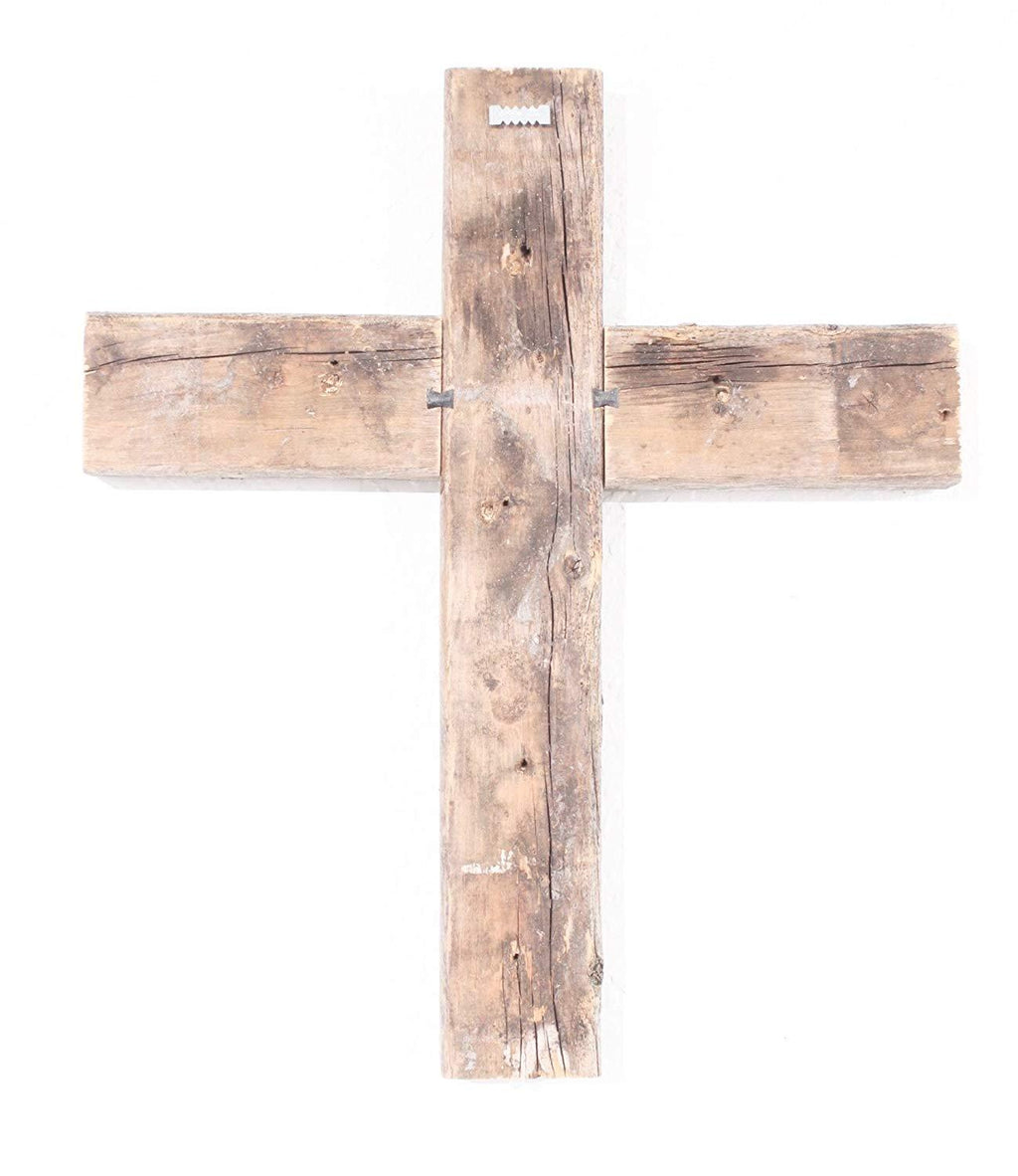 Rustic Weathered Grey Reclaimed Wood Cross Decoration