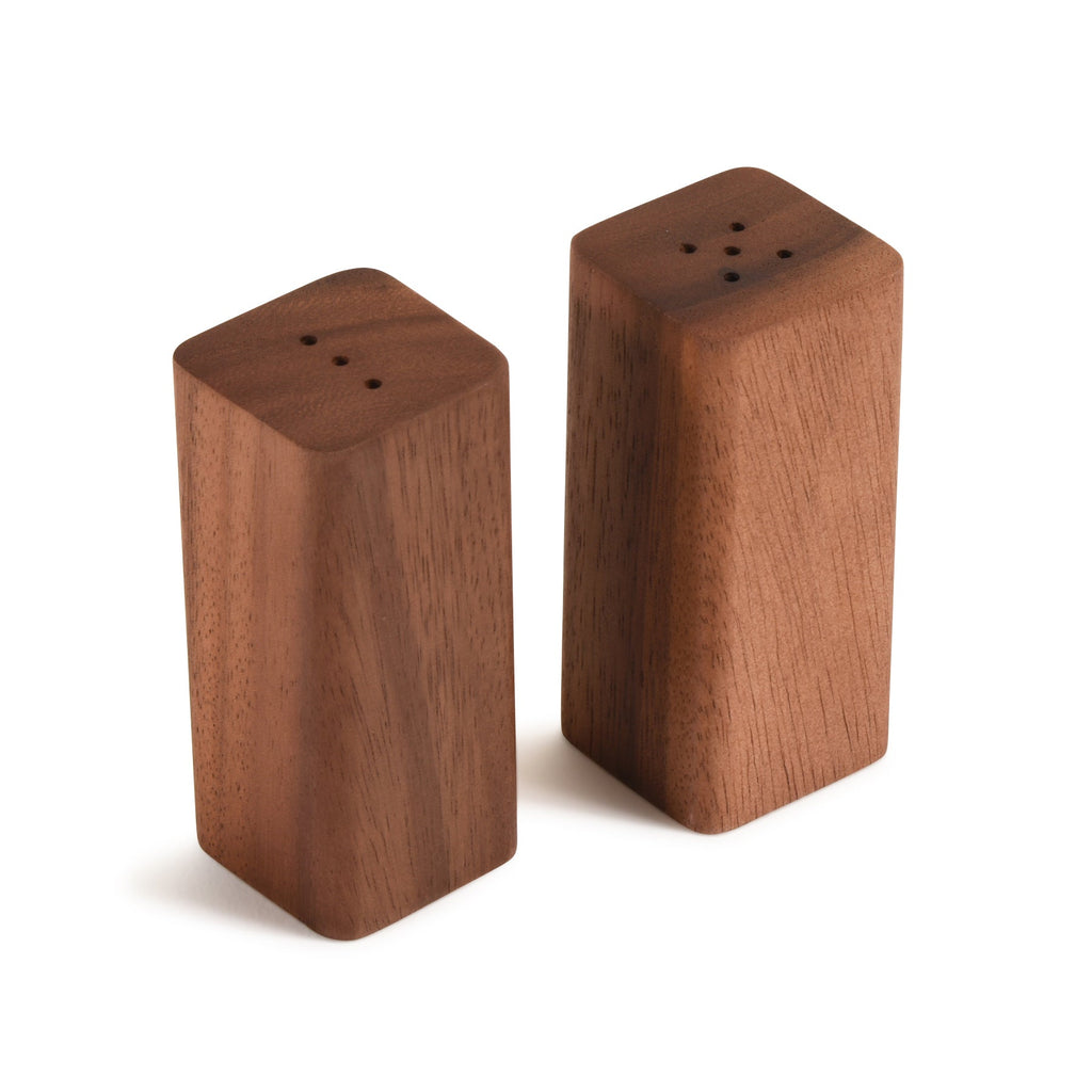 Acacia Wood Salt & Pepper Shakers with Wood Base | Handcrafted | Kalmar Home