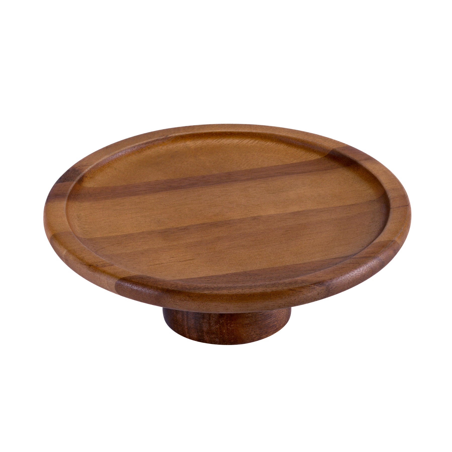 Acacia Wood Cake Stand | 10" Diameter | 3.5" Elevated Base | Natural or Black | Handcrafted | Kalmar Home