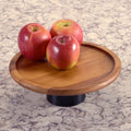 Acacia Wood Cake Stand | 10" Diameter | 3.5" Elevated Base | Natural or Black | Handcrafted | Kalmar Home