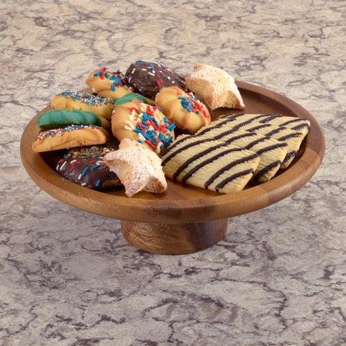 Acacia Wood Cake Stand | 10" Diameter | 3.5" Elevated Base | Natural or Black | Handcrafted | Kalmar Home