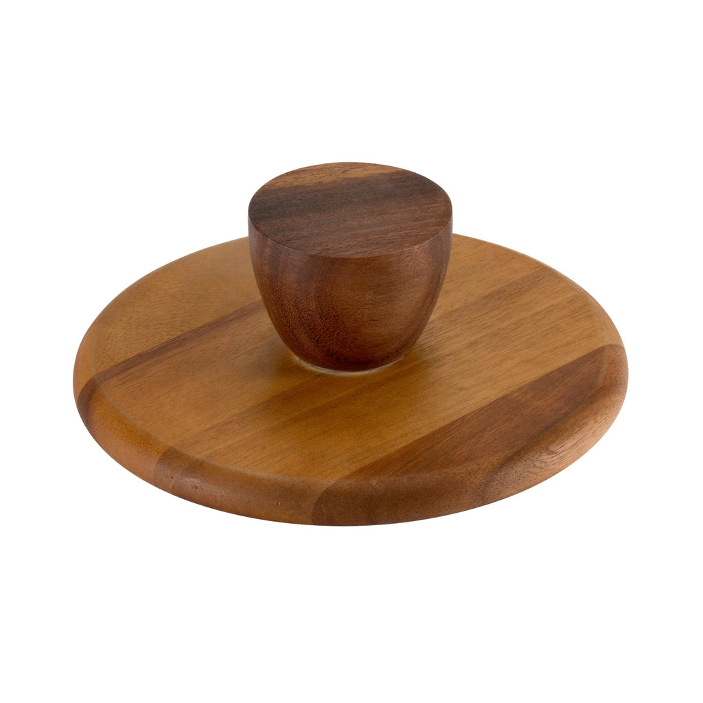Acacia Wood Cake Stand | 10" Diameter | 3.5" Elevated Base | Natural or Black | Handcrafted | Kalmar Home