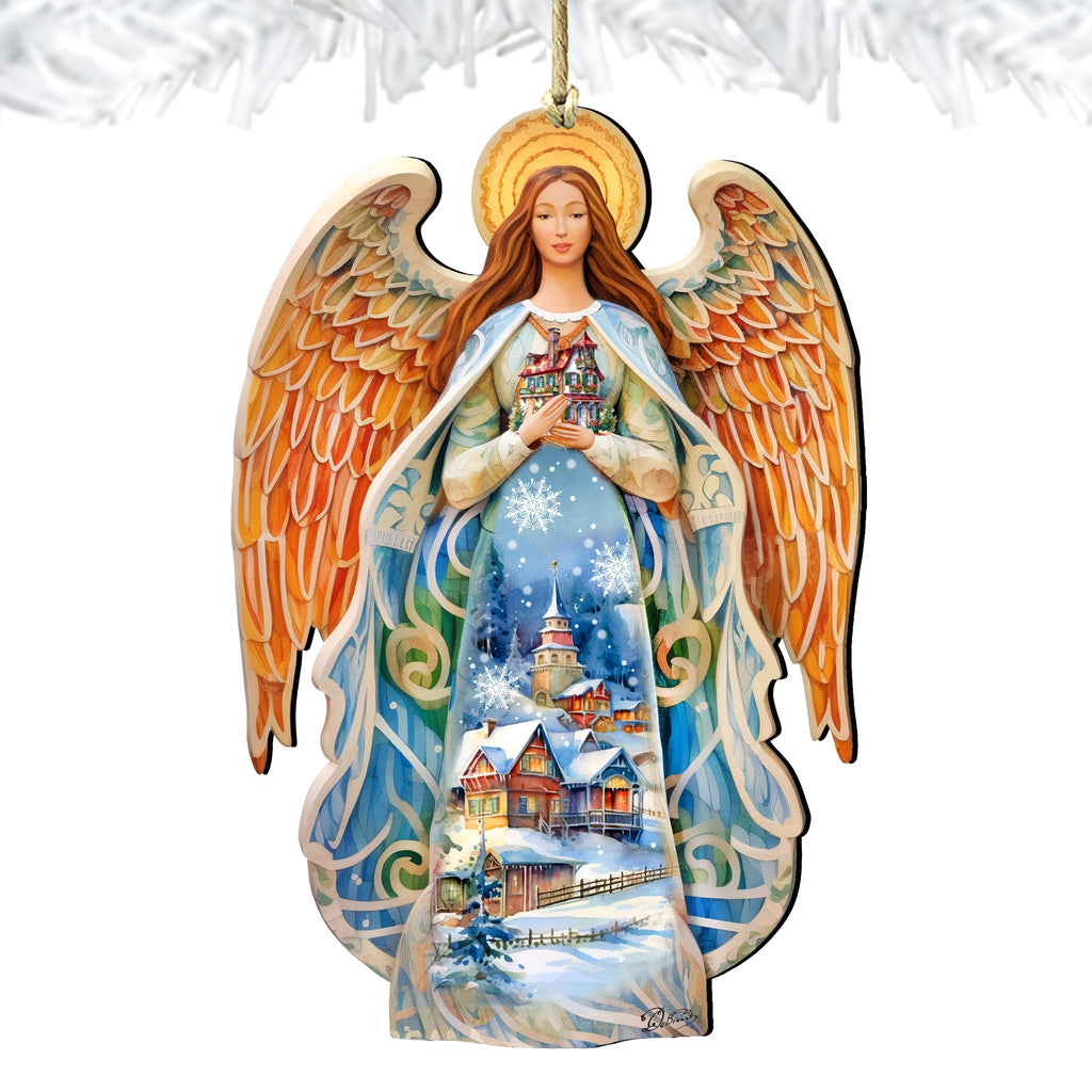 Blessing Home Angel Wooden Ornaments by G. DeBrekht Nativity Holiday Decor - 8611021