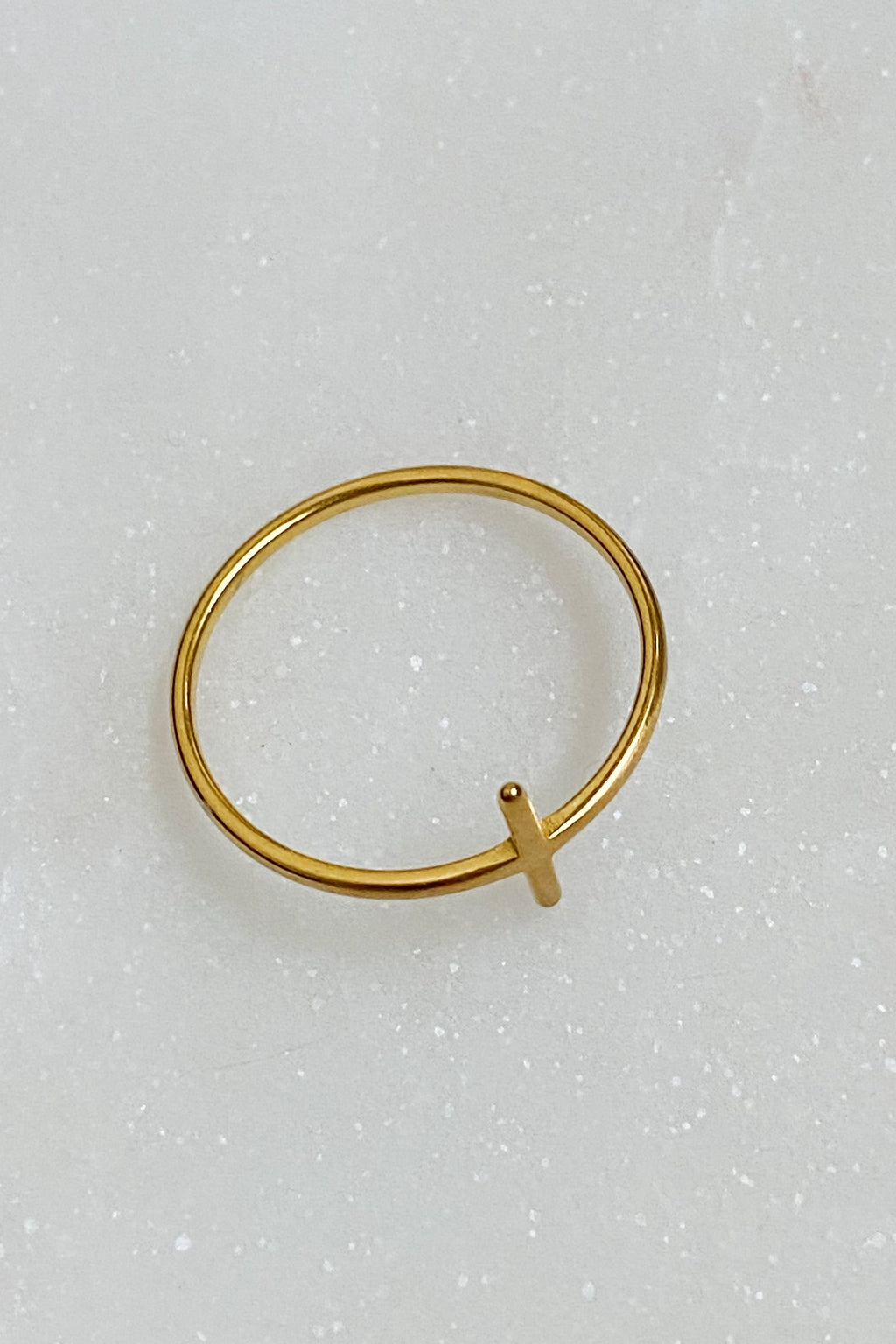 Side Cross Ring | 18K Gold Plated & Silver Stainless Steel