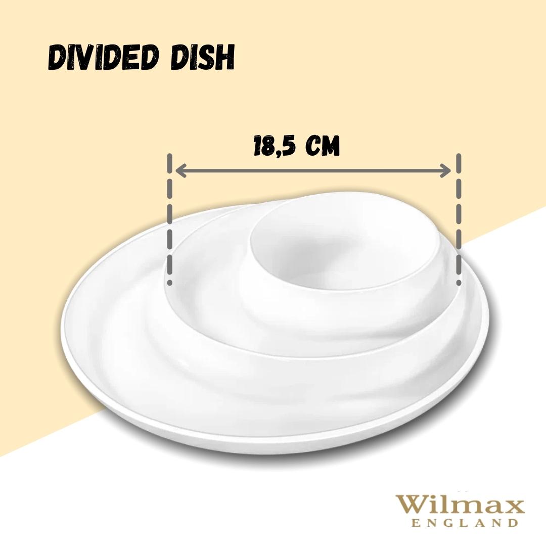 White Fine Porcelain 3-Compartment Divided Dish | 10" | Made in England | Wilmax