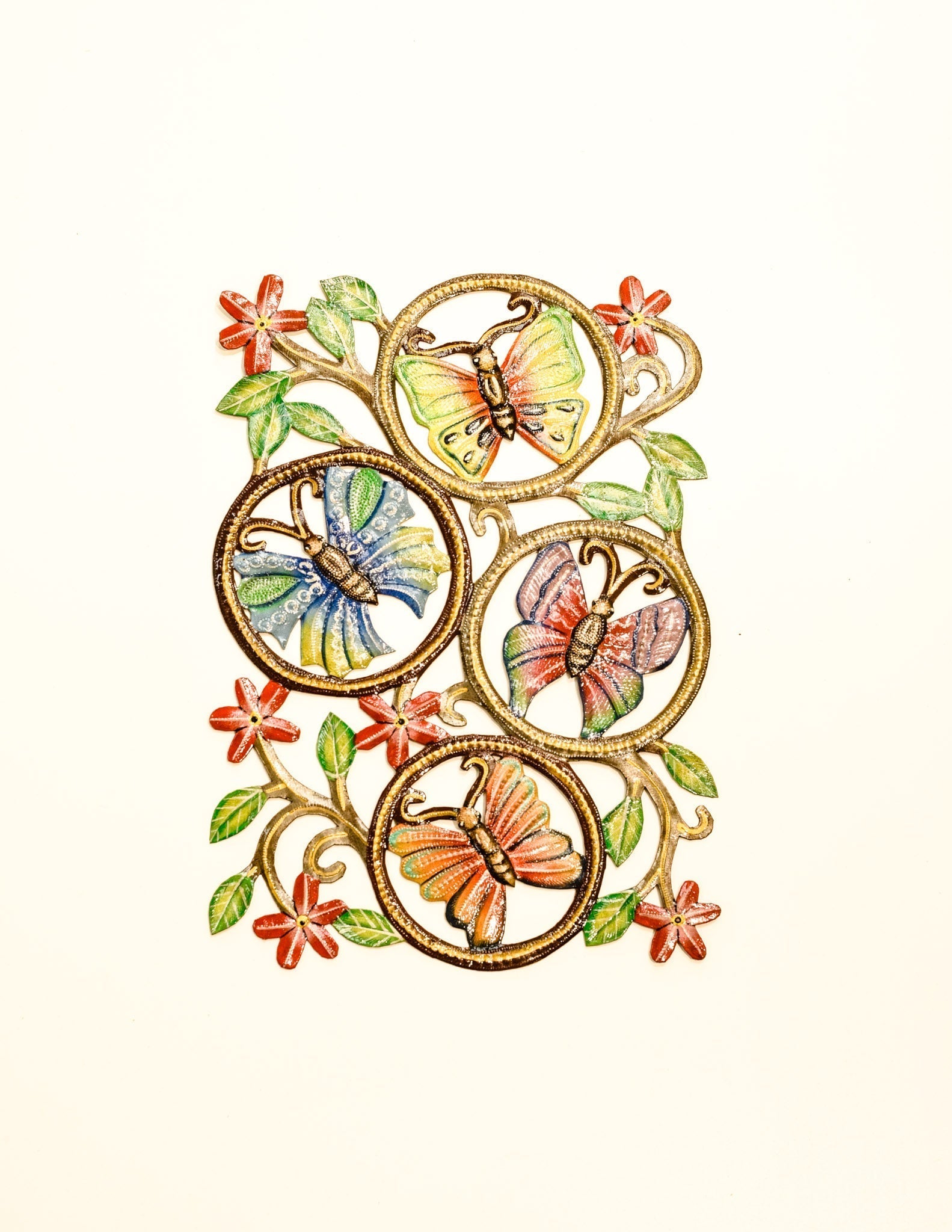 Painted Butterflies on the Wall – Metal Art Panel