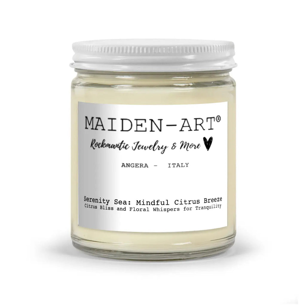 Serenity Sea | Citrus Breeze Aromatherapy Candle | 100% Natural Soy Wax | Sea Breeze Scent | 9 oz | Made in USA | Maiden-Art