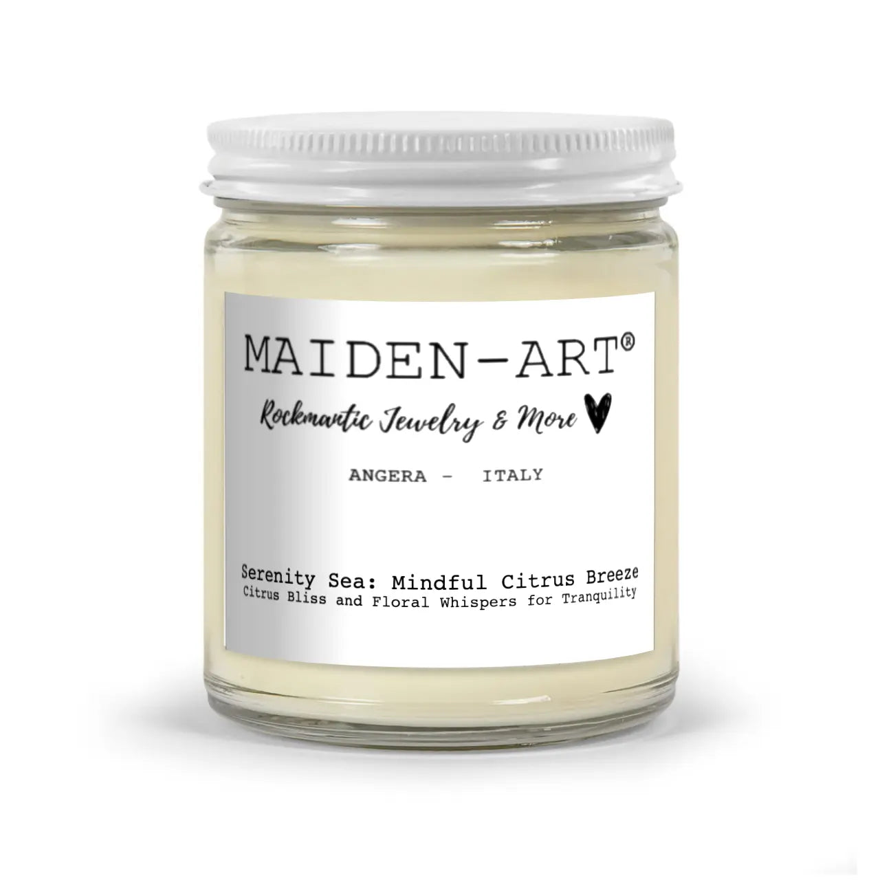 Serenity Sea | Citrus Breeze Aromatherapy Candle | 100% Natural Soy Wax | Sea Breeze Scent | 9 oz | Made in USA | Maiden-Art