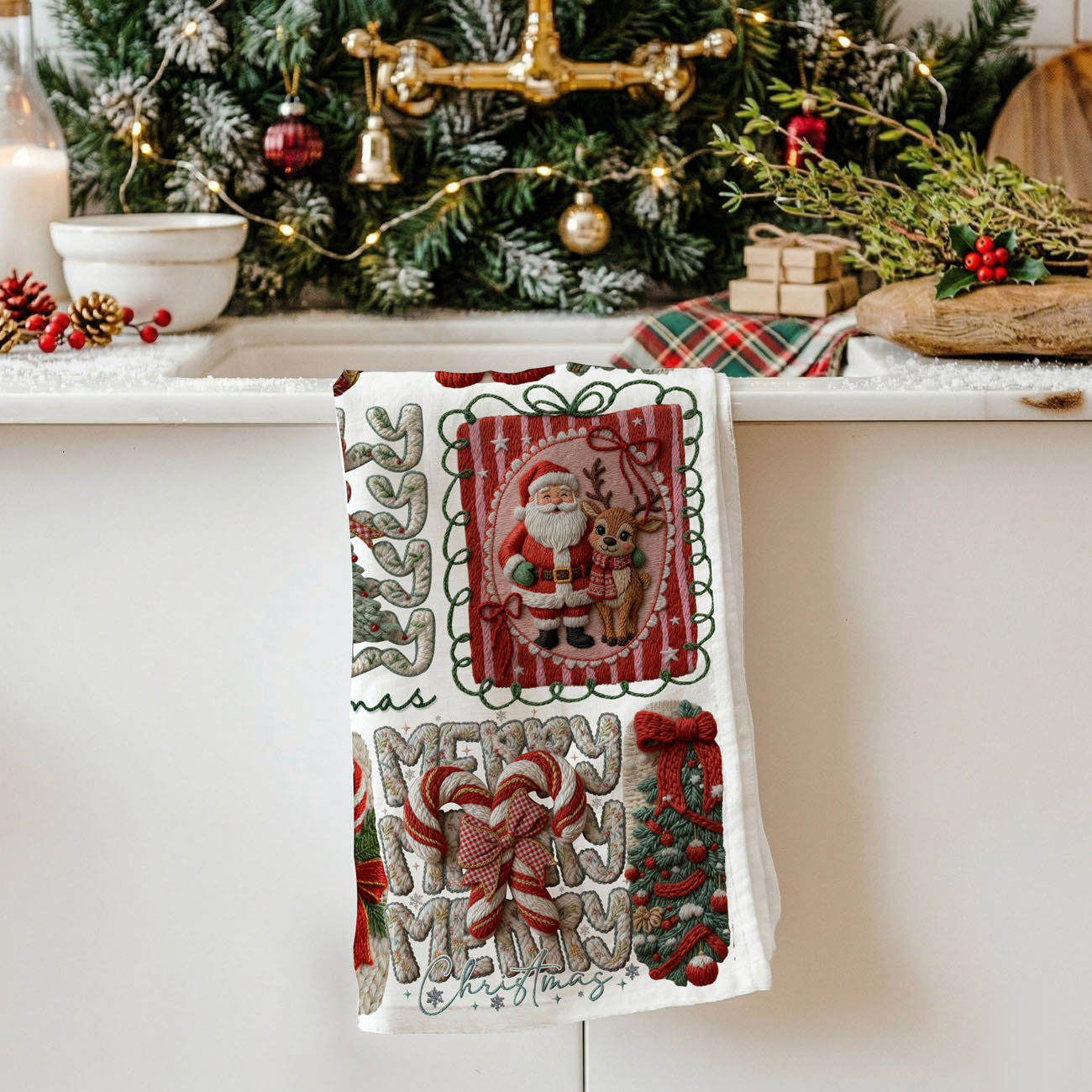 Yarn Christmas Kitchen Towel