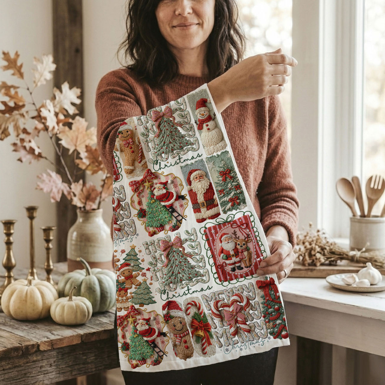 Yarn Christmas Kitchen Towel