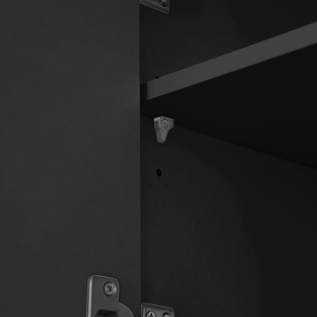 Storage Cabinet Black MDF, Glass for home organization and storage
