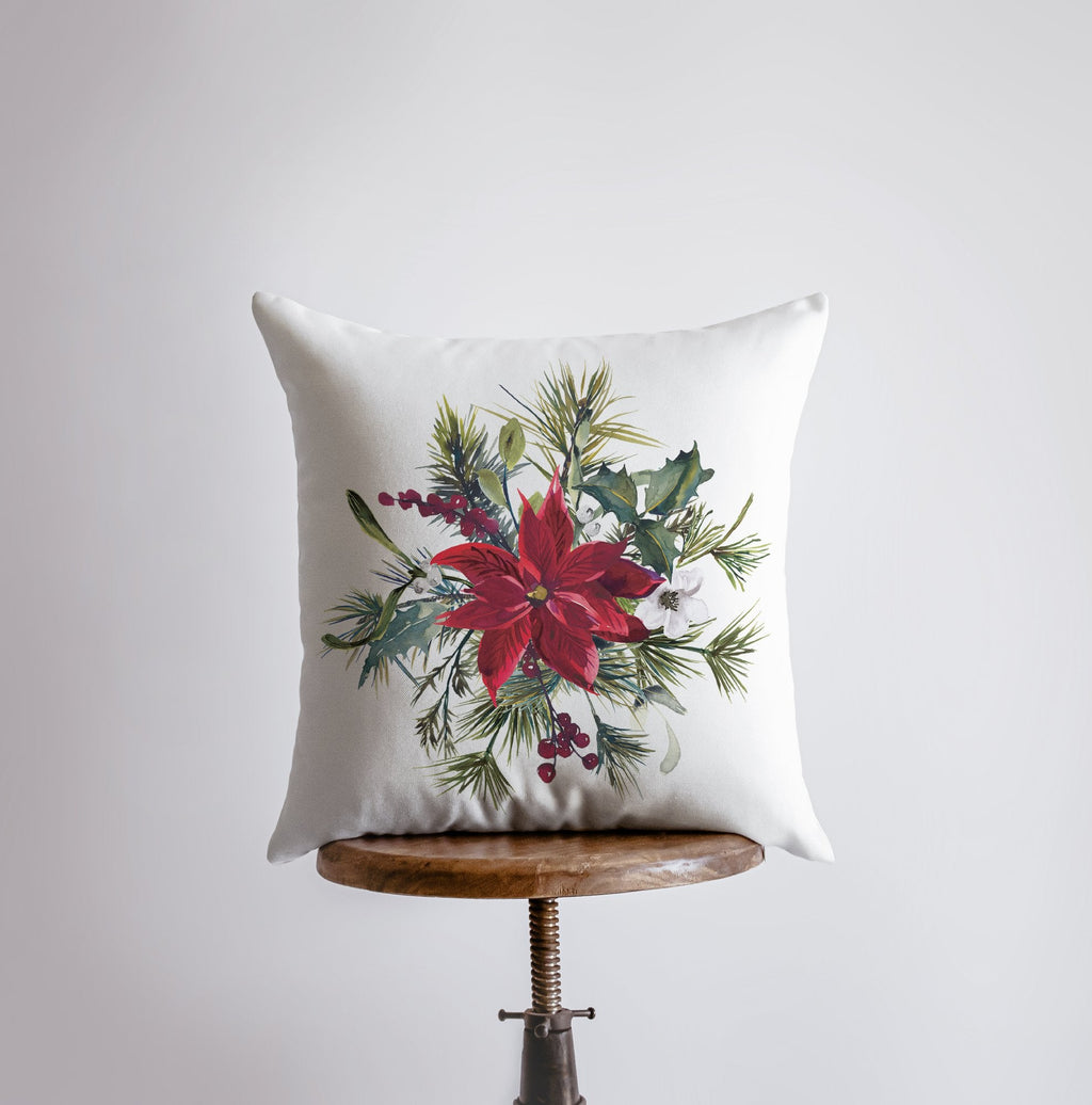 Poinsettia Holly Pillow