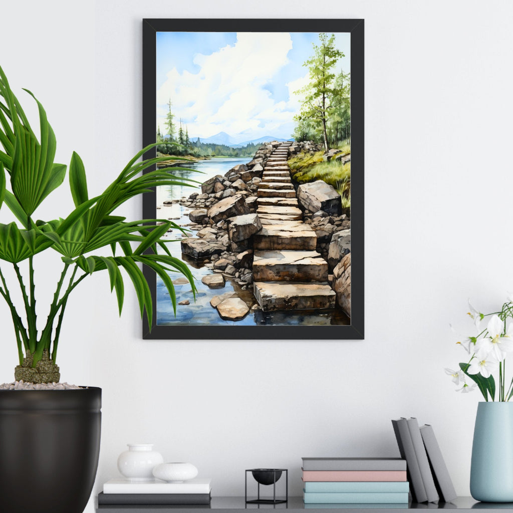 Wall Decor Giclee Poster Art Print - Rustic Stepping Stone Inspiration