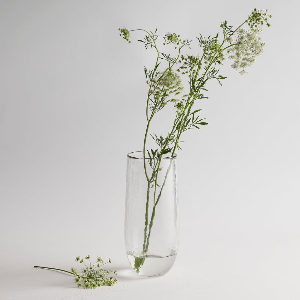 Pebbled Tall Glass Vase – Handmade