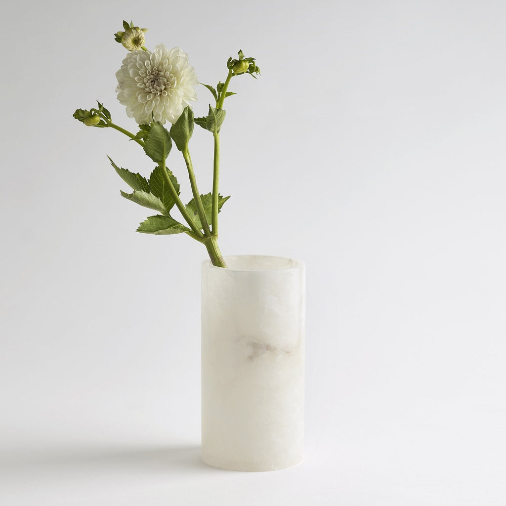 Santo Alabaster Tall Vase – Hand-Sculpted Natural Stone