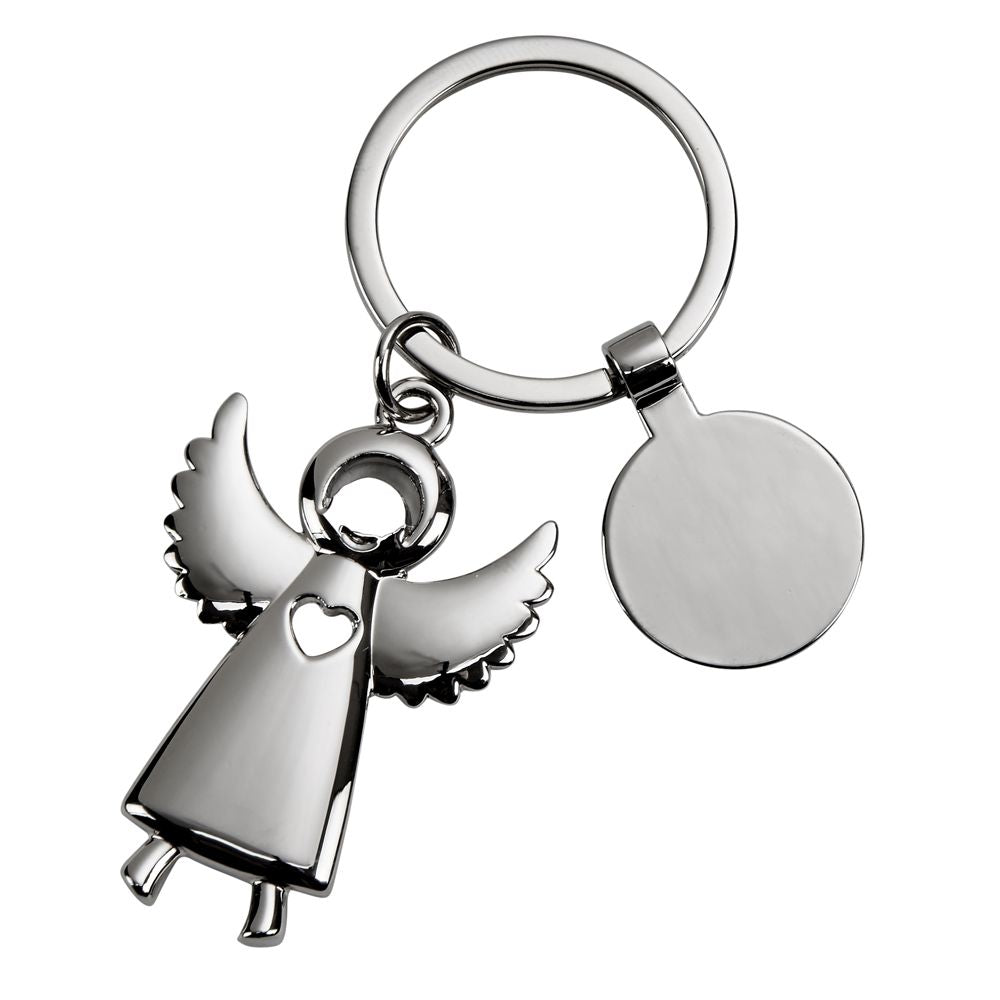 Standing Angel Keychain with Engraving Tag, 3.5"